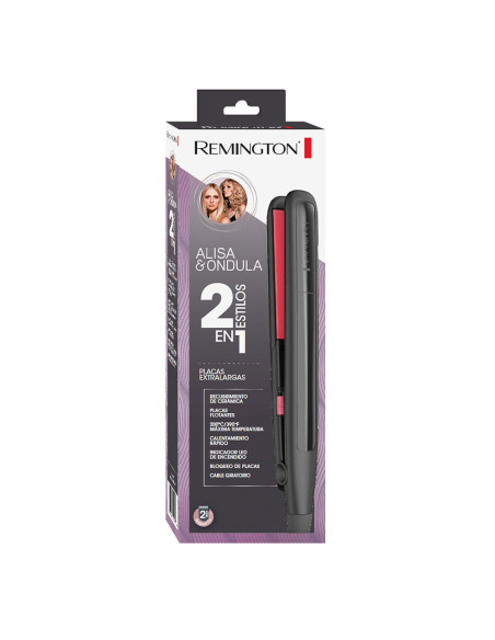 Plancha De Cabello Remington Alisa Y Ondula Placas De Ceramica 200 Grados En 30 Seg. Apagado Autom. Negro