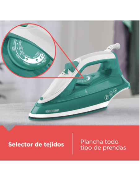 Plancha De Ropa Black Decker- 1200w-Antihaderente-Auto Clean Suela Ceramica Verde