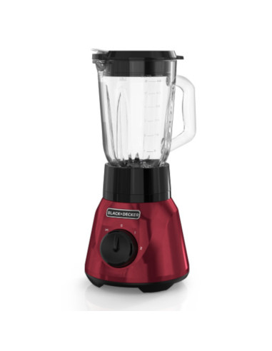 Licuadora Tricuadora Black Decker 800w Jarra De Vidrio 1.5 Lts 2 Velocidades+Pulso Acero Inox. Roja