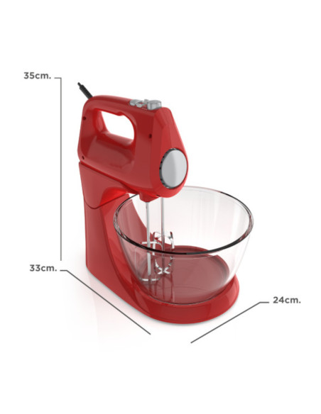 Batidora De Pedestal Black Decker 250w 5 Velocidades 2 Tazones Vidr.-Plast. Turbo Roja