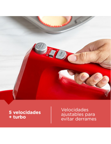 Batidora De Pedestal Black Decker 250w 5 Velocidades 2 Tazones Vidr.-Plast. Turbo Roja