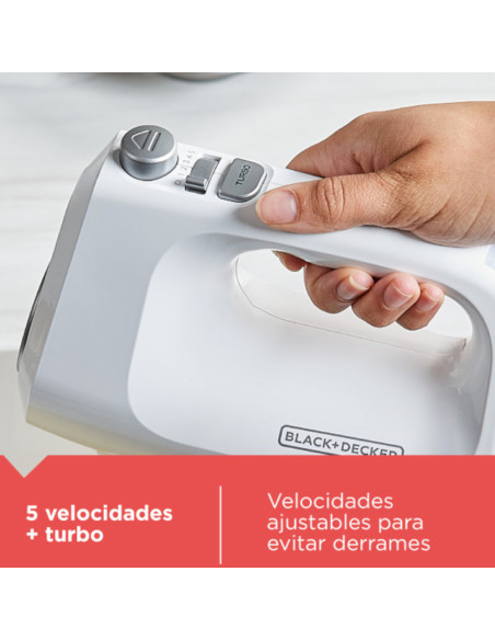 Batidora De Pedestal Black Decker 250w 5 Velocidades 2 Tazones Vidr.-Plast. Turbo Blanca