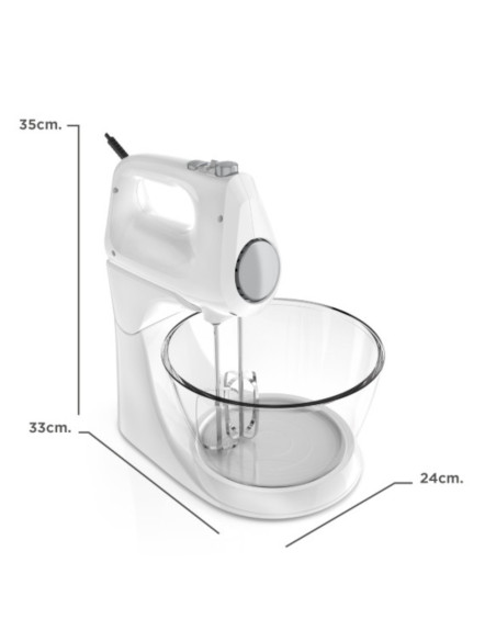 Batidora De Pedestal Black Decker 250w 5 Velocidades 2 Tazones Vidr.-Plast. Turbo Blanca