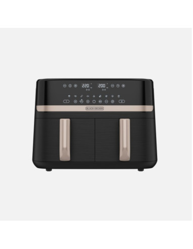 Freidora De Aire Black Decker Dual- 9lts - 2 Cestas- Funciones Preprogramadas Pantalla Tactil Negro