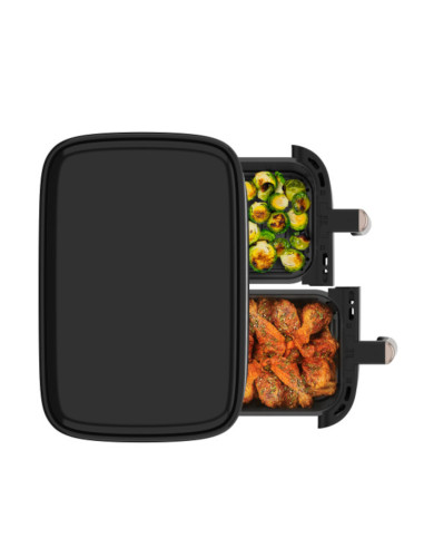 Freidora De Aire Black Decker Dual- 9lts - 2 Cestas- Funciones Preprogramadas Pantalla Tactil Negro