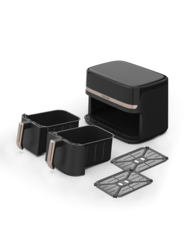 Freidora De Aire Black Decker Dual- 9lts - 2 Cestas- Funciones Preprogramadas Pantalla Tactil Negro