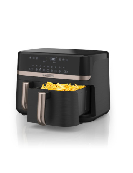 Freidora De Aire Black Decker Dual- 9lts - 2 Cestas- Funciones Preprogramadas Pantalla Tactil Negro