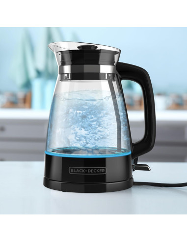 Tetera Electrica Black Decker-1.7 Lts-Luz Led-Apagado Automatico-Base Giratoria Negro