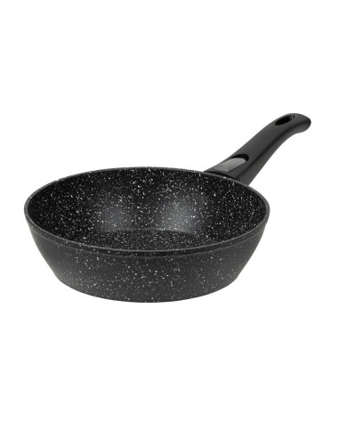 Sarten Resto Antiadh. De Marmol 24cm Ancho 6.8cm Alto Aluminio Forjado-Mango Plastico Desmontable Todo Tipo De Cocina Negro