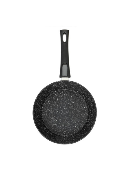 Sarten Resto Antiadh. De Marmol 24cm Ancho 6.8cm Alto Aluminio Forjado-Mango Plastico Desmontable Todo Tipo De Cocina Negro