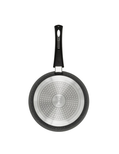 Sarten Resto Antiadh. De Marmol 24cm Ancho 6.8cm Alto Aluminio Forjado-Mango Plastico Desmontable Todo Tipo De Cocina Negro