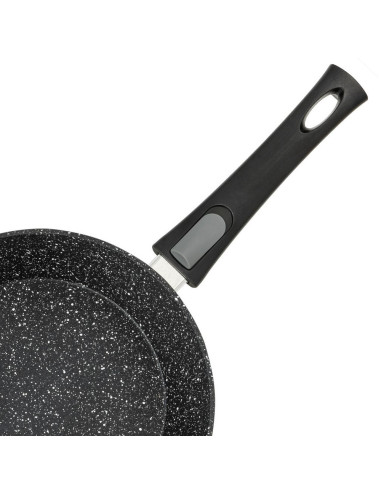 Sarten Resto Antiadh. De Marmol 24cm Ancho 6.8cm Alto Aluminio Forjado-Mango Plastico Desmontable Todo Tipo De Cocina Negro