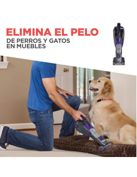Aspiradora De Mano Black Decker Inalambrica Para Mascotas 2 Velocidades Recargable Gris-Purpura