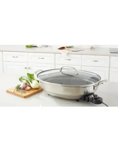 Sarten Electrico Cuisinart 1500w Antiadherente Acero Inox. Ctrl Temperatura Tapa Transparente