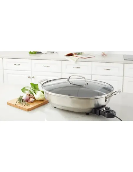 Sarten Electrico Cuisinart 1500w Antiadherente Acero Inox. Ctrl Temperatura Tapa Transparente