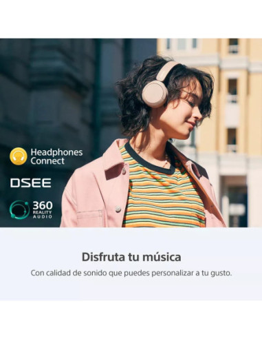 AUDIFONOS SONY INALAMBRICO DIADEMA 30MM 20 20KHZ MICROF  INTEGR  50H DUR  CREMA