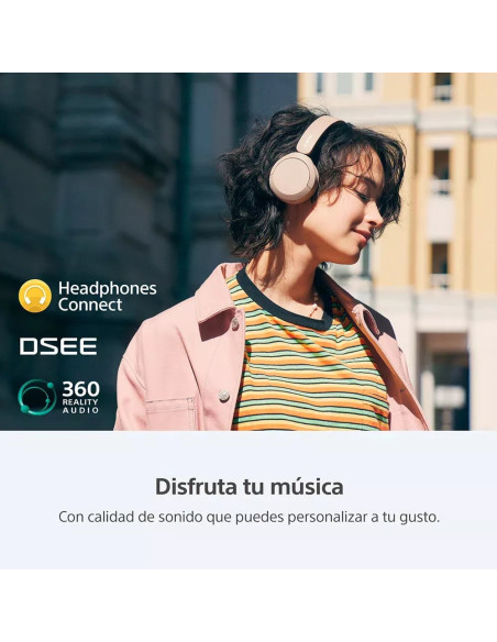 AUDIFONOS SONY INALAMBRICO DIADEMA 30MM 20 20KHZ MICROF  INTEGR  50H DUR  CREMA