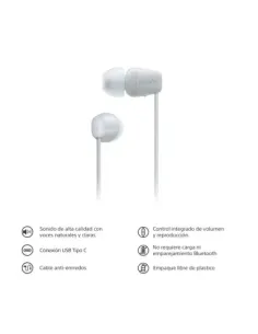 Audífonos Sony Alambrico 5 mm USB-C Microf. Integr. Blanco 2