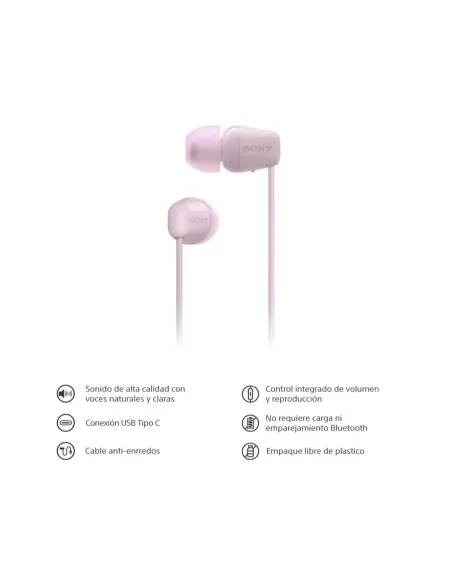 Audifonos Sony Alambrico 5mm Usb-C Microf. Integr. Rosado