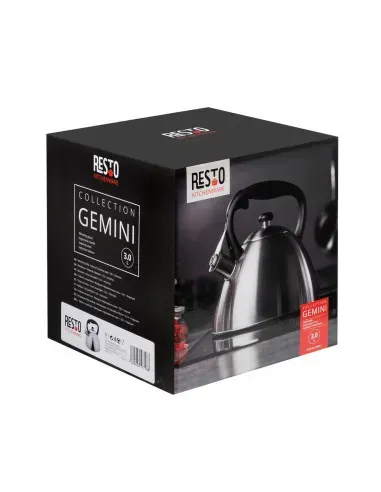 Tetera Clasica Resto Con Silbador 2.7 Lts Acero Inoxidable Induccion Blanca