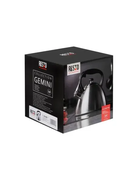 Tetera Clasica Resto Con Silbador 2.7 Lts Acero Inoxidable Induccion Blanca
