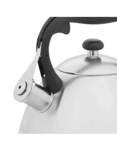 Tetera Clasica Resto Con Silbador 2.7 Lts Acero Inoxidable Induccion Blanca