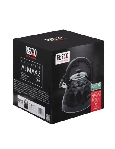 Tetera Clasica Resto Con Silbador 3.0 Lts Acero Inoxidable Induccion Negra