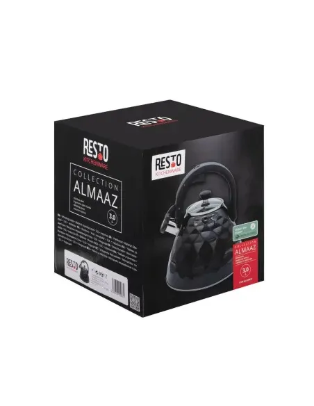 Tetera Clasica Resto Con Silbador 3.0 Lts Acero Inoxidable Induccion Negra