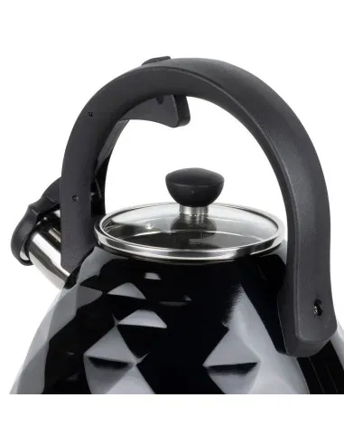 Tetera Clasica Resto Con Silbador 3.0 Lts Acero Inoxidable Induccion Negra