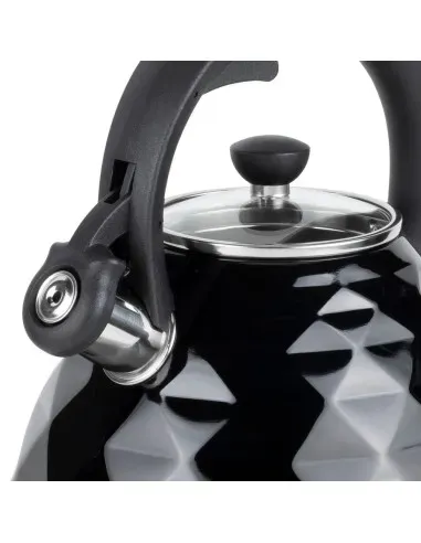 Tetera Clasica Resto Con Silbador 3.0 Lts Acero Inoxidable Induccion Negra
