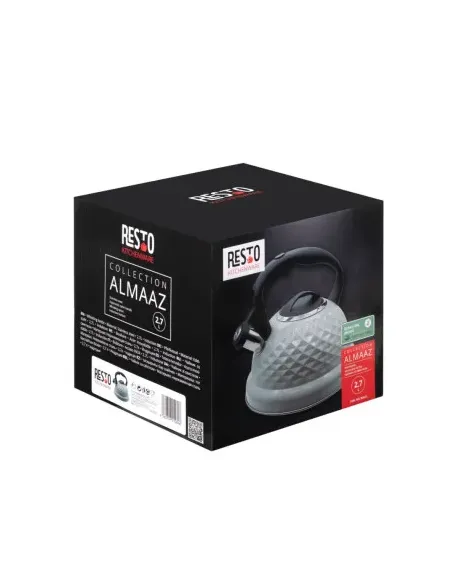 Tetera Clasica Resto Con Silbador 3.0 Lts Acero Inoxidable Induccion Gris