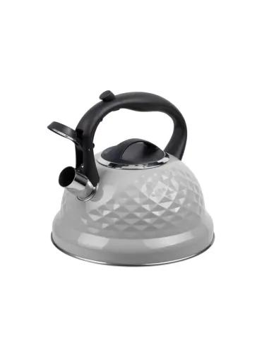 Tetera Clasica Resto Con Silbador 3.0 Lts Acero Inoxidable Induccion Gris