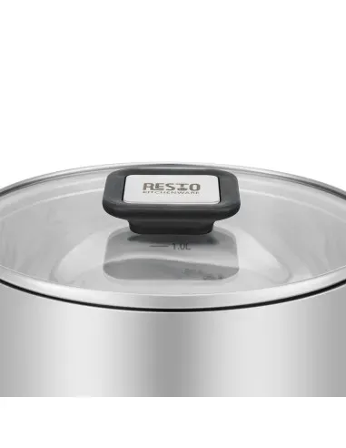 Olla Resto 1.6lts Asas Plegables-Tapa Vidrio Templado 16 Cm Induccion Acero Inox