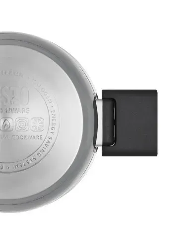 Olla Resto 1.6lts Asas Plegables-Tapa Vidrio Templado 16 Cm Induccion Acero Inox