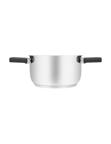 Olla Resto 1.6lts Asas Plegables-Tapa Vidrio Templado 16 Cm Induccion Acero Inox