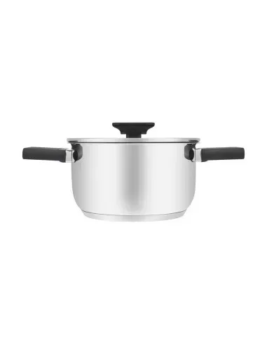 Olla Resto 1.6lts Asas Plegables-Tapa Vidrio Templado 16 Cm Induccion Acero Inox