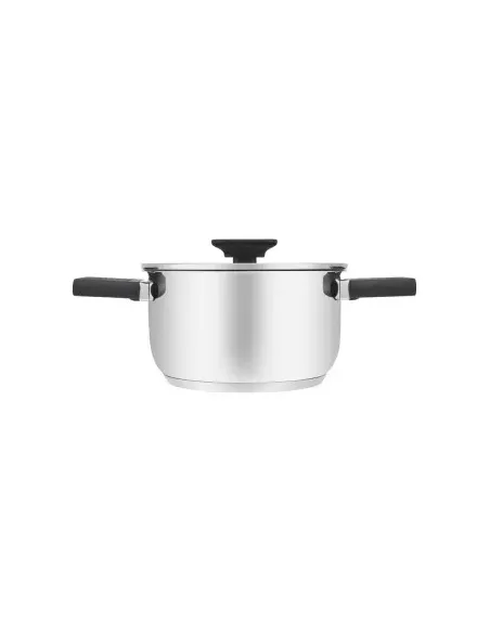 Olla Resto 1.6lts Asas Plegables-Tapa Vidrio Templado 16 Cm Induccion Acero Inox