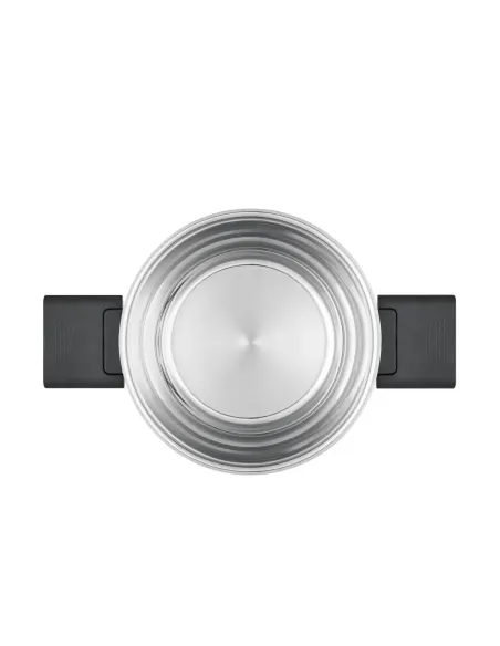 Olla Resto 1.6lts Asas Plegables-Tapa Vidrio Templado 16 Cm Induccion Acero Inox