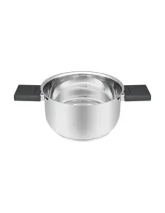 Olla Resto 1.6lts Asas Plegables-Tapa Vidrio Templado 16 Cm Induccion Acero Inox 2