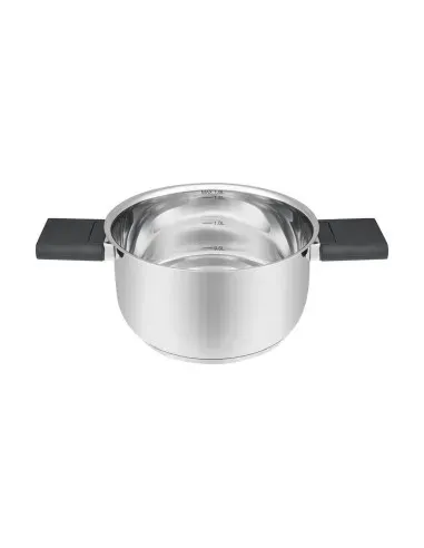 Olla Resto 1.6lts Asas Plegables-Tapa Vidrio Templado 16 Cm Induccion Acero Inox