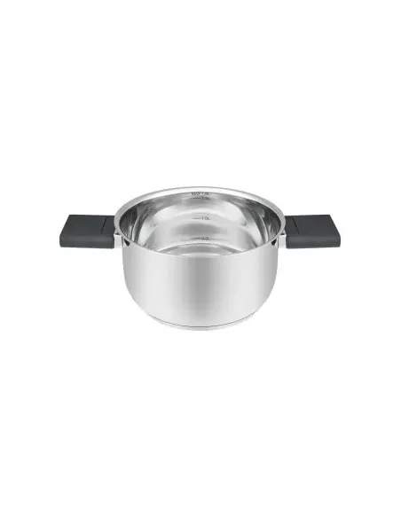 Olla Resto 1.6lts Asas Plegables-Tapa Vidrio Templado 16 Cm Induccion Acero Inox
