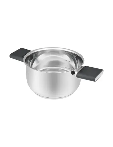 Olla Resto 1.6lts Asas Plegables-Tapa Vidrio Templado 16 Cm Induccion Acero Inox