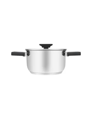 Olla Resto 5,8 Lts Asas Plegables-Tapa Vidrio Templado 24 Cm Induccion Acero Inox