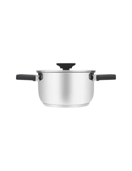 Olla Resto 5,8 Lts Asas Plegables-Tapa Vidrio Templado 24 Cm Induccion Acero Inox