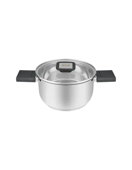 Olla Resto 5,8 Lts Asas Plegables-Tapa Vidrio Templado 24 Cm Induccion Acero Inox