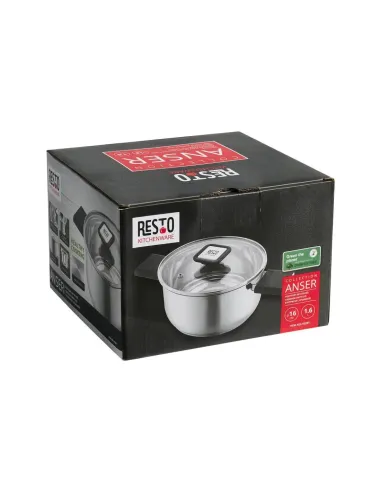 Olla Resto 5,8 Lts Asas Plegables-Tapa Vidrio Templado 24 Cm Induccion Acero Inox