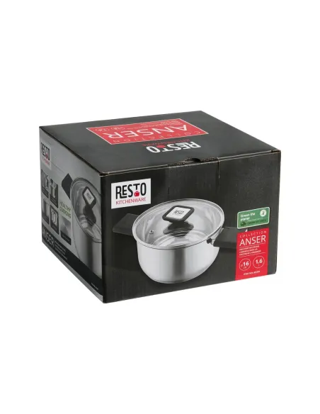 Olla Resto 5,8 Lts Asas Plegables-Tapa Vidrio Templado 24 Cm Induccion Acero Inox