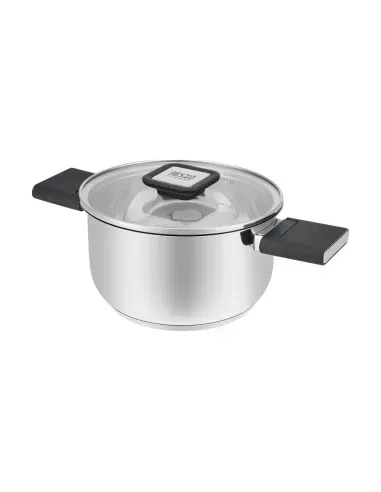 Olla Resto 5,8 Lts Asas Plegables-Tapa Vidrio Templado 24 Cm Induccion Acero Inox