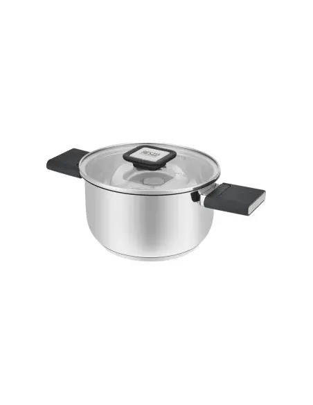 Olla Resto 5,8 Lts Asas Plegables-Tapa Vidrio Templado 24 Cm Induccion Acero Inox