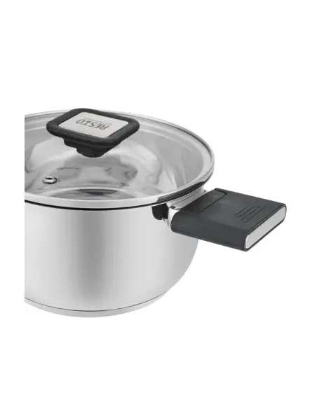 Olla Resto 5,8 Lts Asas Plegables-Tapa Vidrio Templado 24 Cm Induccion Acero Inox